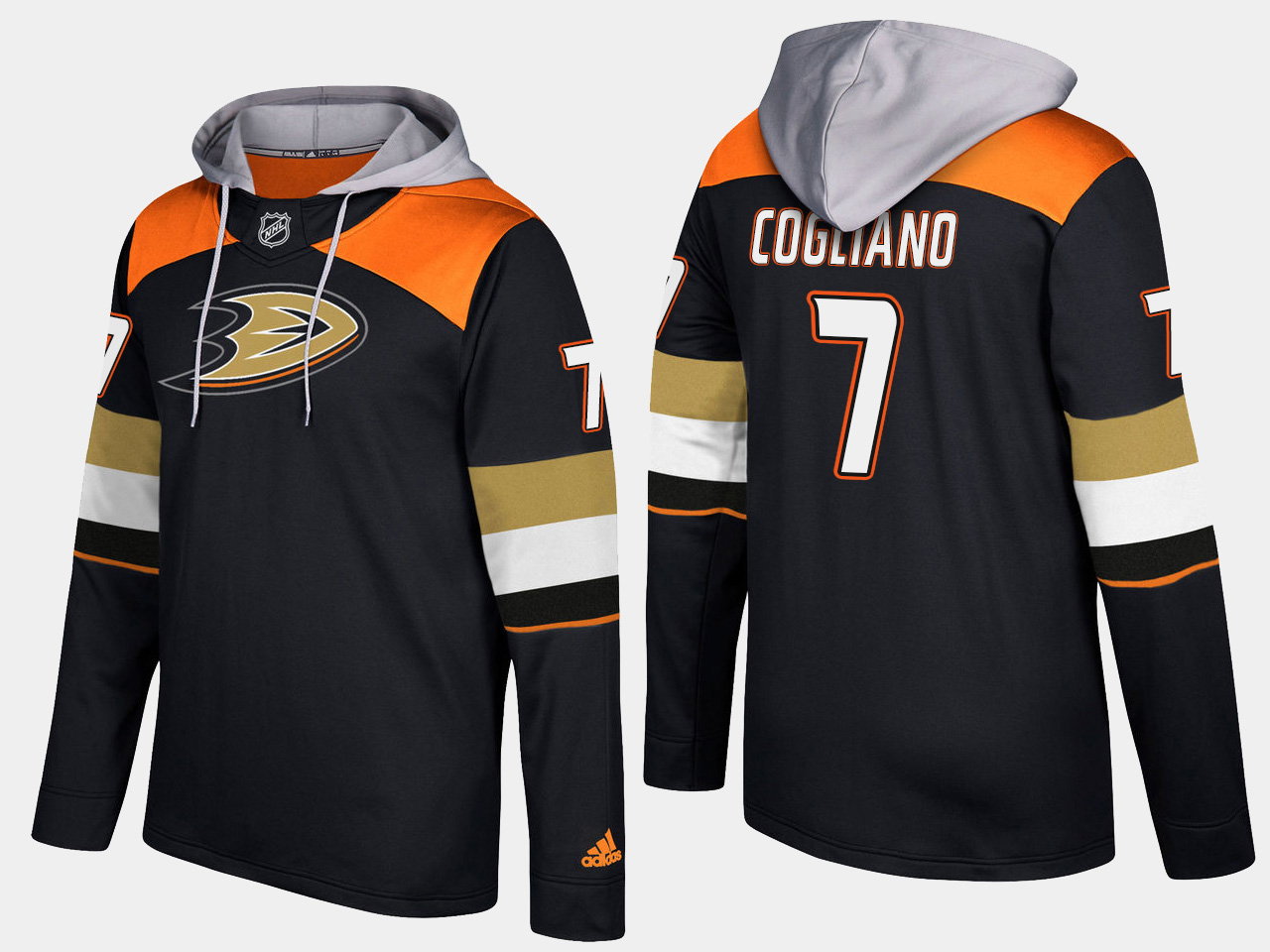 Men NHL Anaheim ducks #7 andrew cogliano black hoodie->anaheim ducks->NHL Jersey